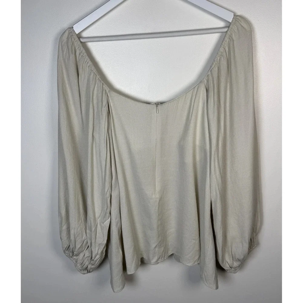 Tuckernuck Pomander Place Puff Sleeve Pippa Blouse Ivory Sz Medium Ballon Sleeve